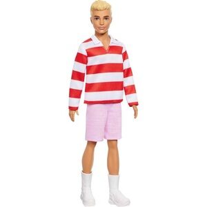 Barbie Fashionistas Ken Doll #241 in Red Striped Top and Pink Shorts